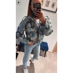Sinise kirju bomber jakk oversized