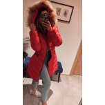 Punane naturaalse karvaga talvejope