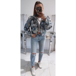 Sinise kirju bomber jakk oversized