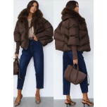 Pruun jope kapuutsiga oversized (karvaga)