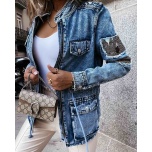 Sinine taskutega teksajakk( keskelt nööriga reguleeritav)