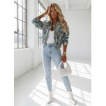 Sinise kirju bomber jakk oversized