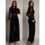 Must pükskostüüm pitsiga