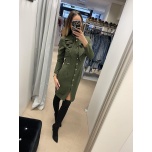 Khaki pika varrukaga midi kleit