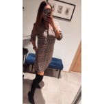 Kirju ruuduline taskutega vabalt langev kleit