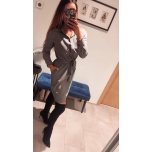 Musta/Halli ruuduline vööga kleit