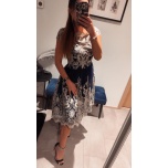 Tumesinise/Hõbedaga luksuslik pikem skater kleit