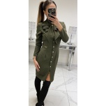 Khaki pika varrukaga midi kleit